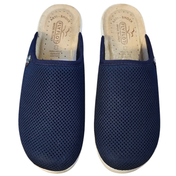 Flyflot Navy Blue Mule Shoes, Italian Shoes, Italian Mules, Fly Flot Size 40 / 8 - Picture 2 of 6